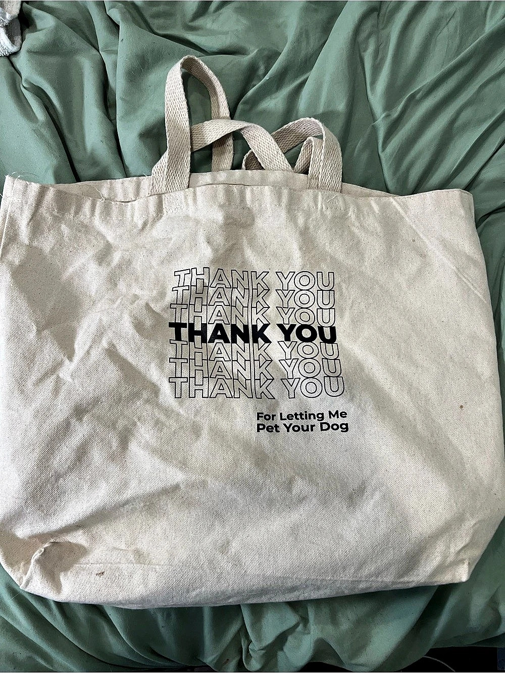 Thank You Graphic Tote in Cream
